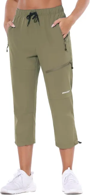 baleaf Women's Hiking Cargo Capris Outdoor Lightweight Water Resistant Pants UPF 50 Zipper Pockets