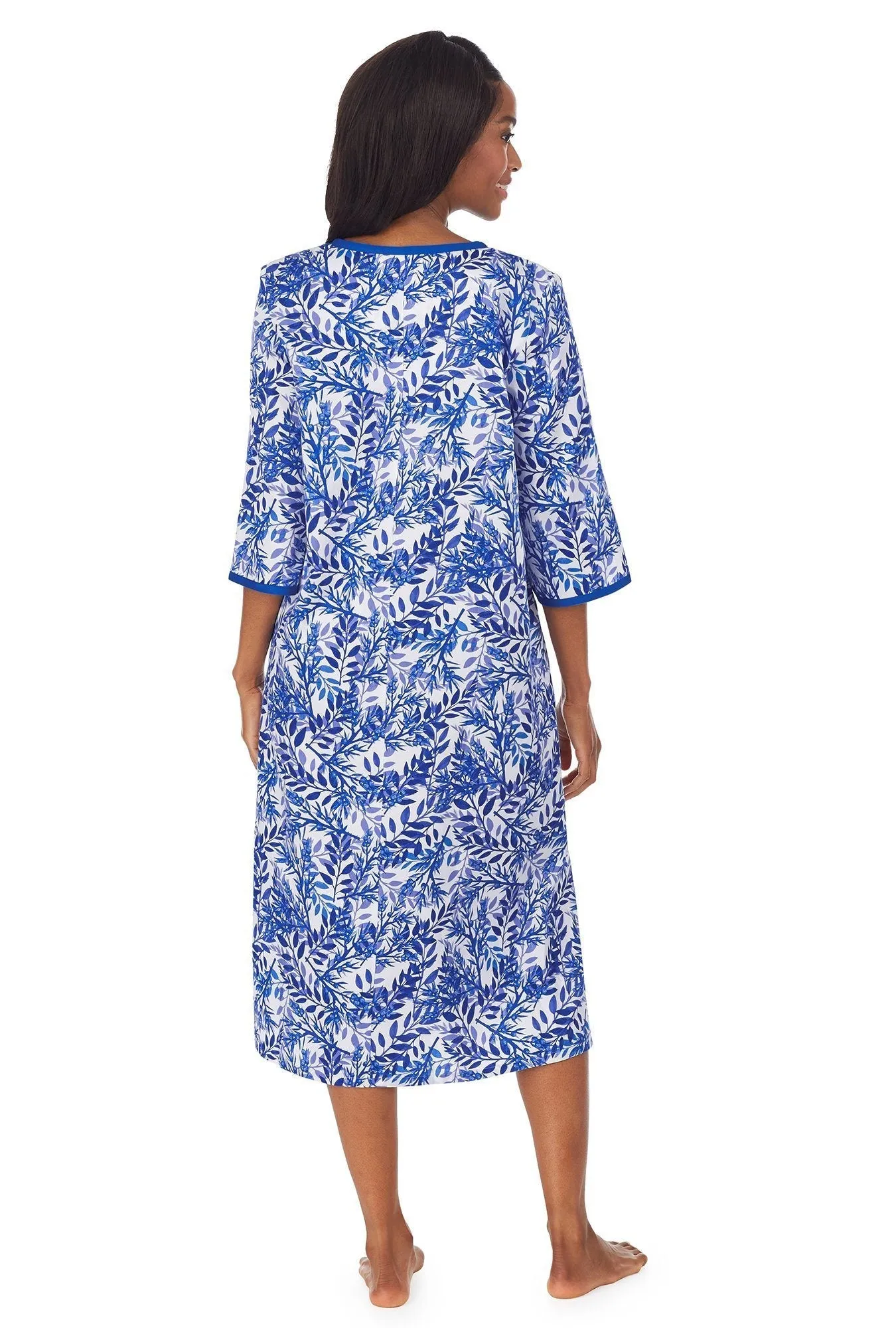 BedHead Organic Stretch Cotton Caftan- Blue Leaves