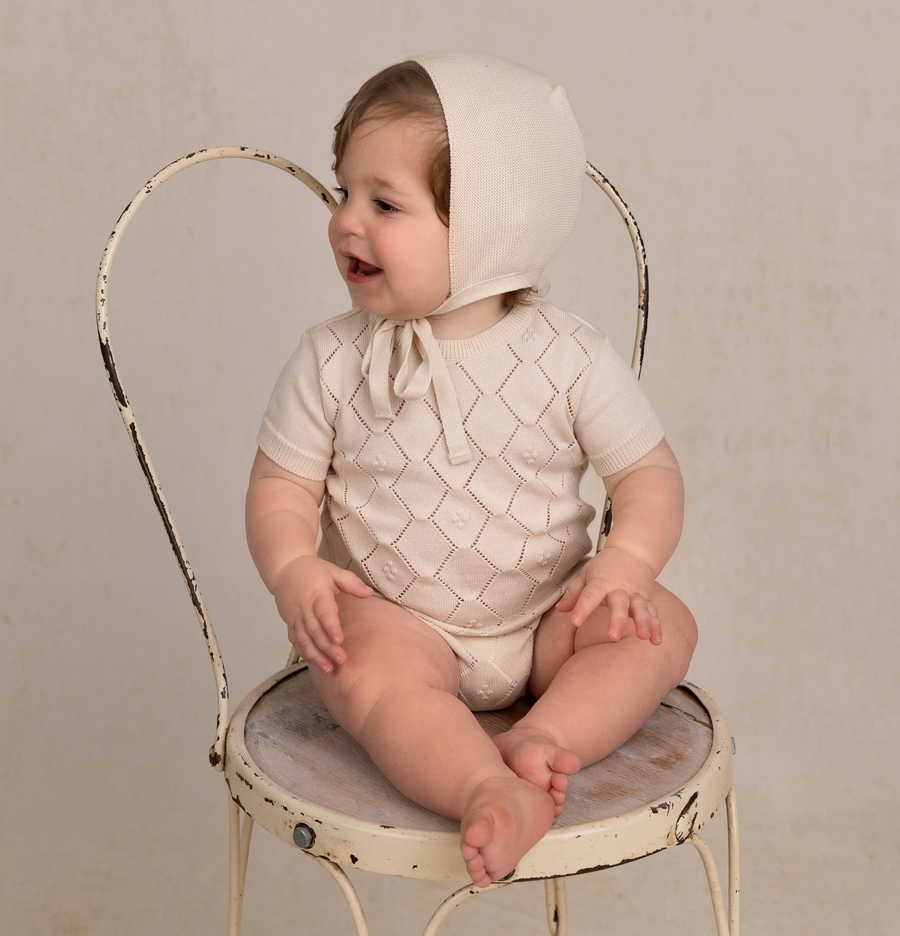 Boys Eyelet Knit Romper