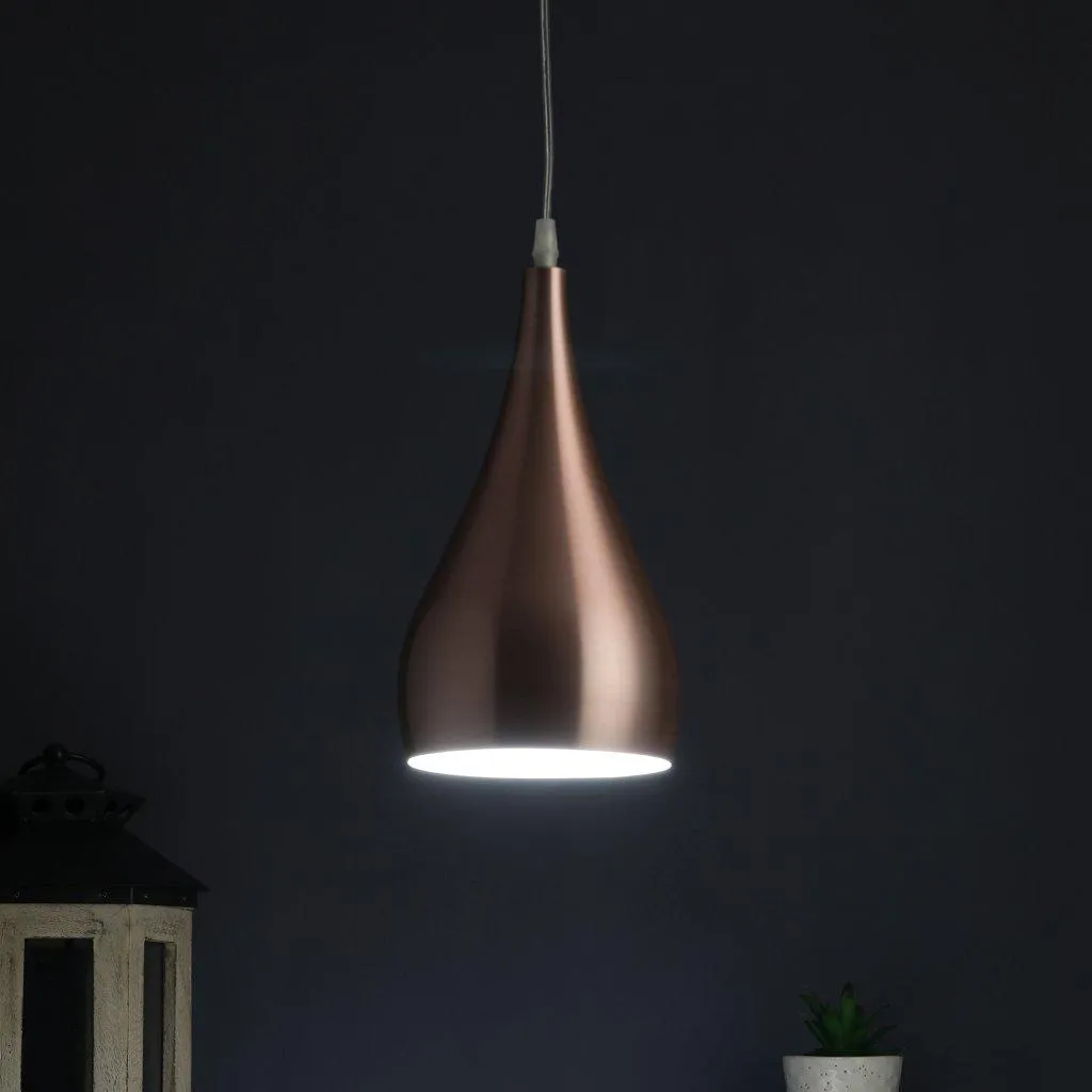 Copper Metal Hanging Light M-42-HL-Cop-Wh-Small