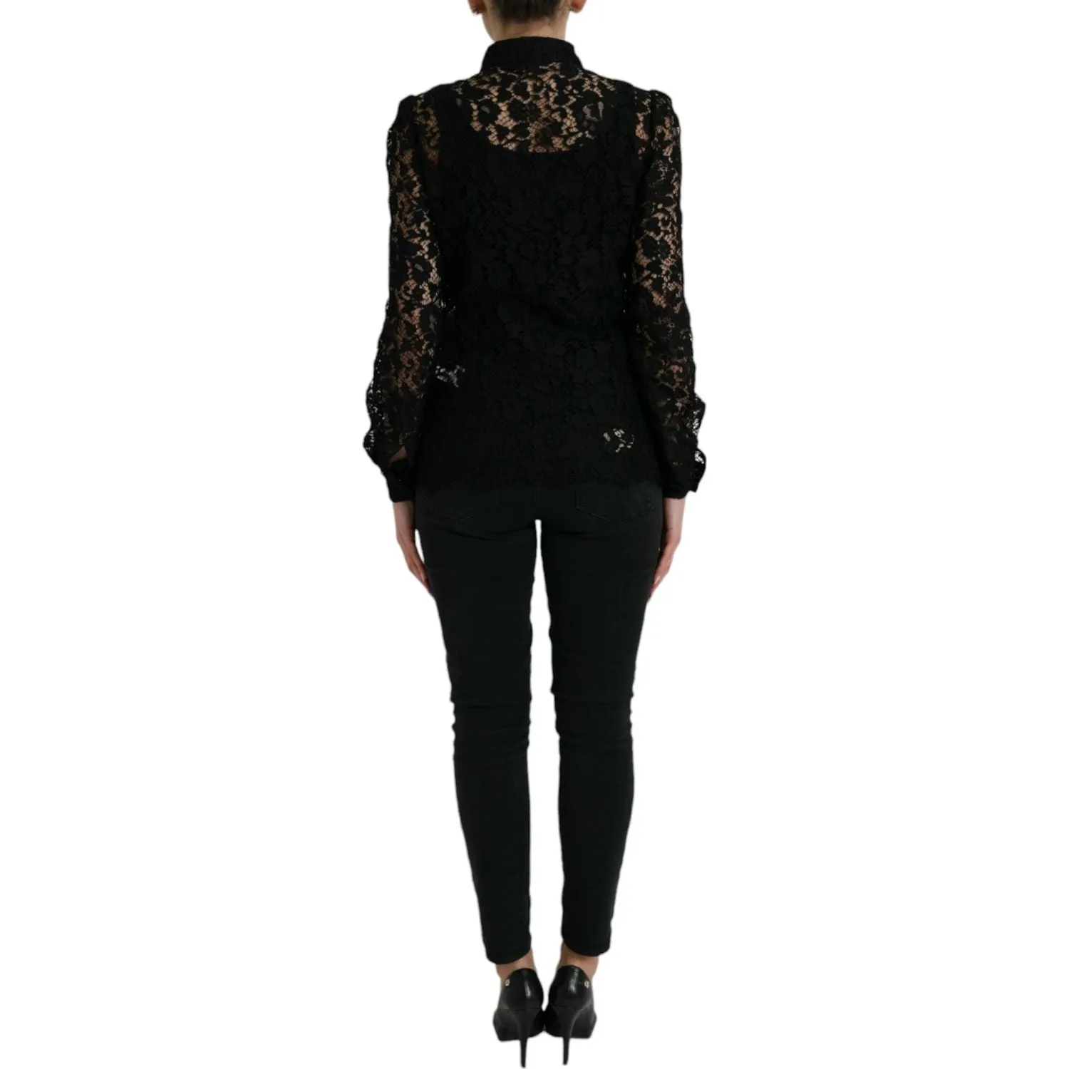 Dolce & Gabbana Elegant Floral Lace Blouse Top