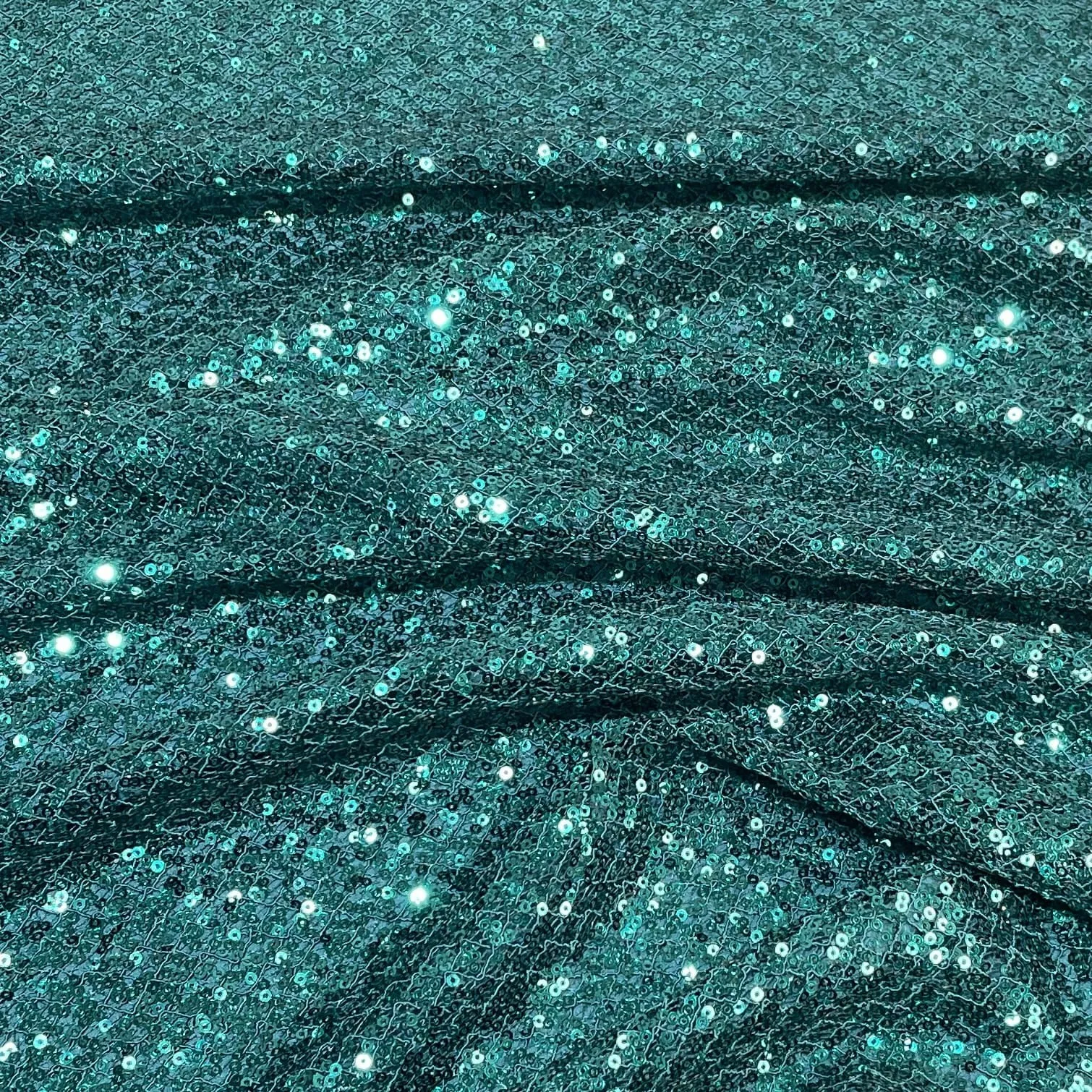 Exclusive Green Heavy Sequins Embroidery Power Net Fabric