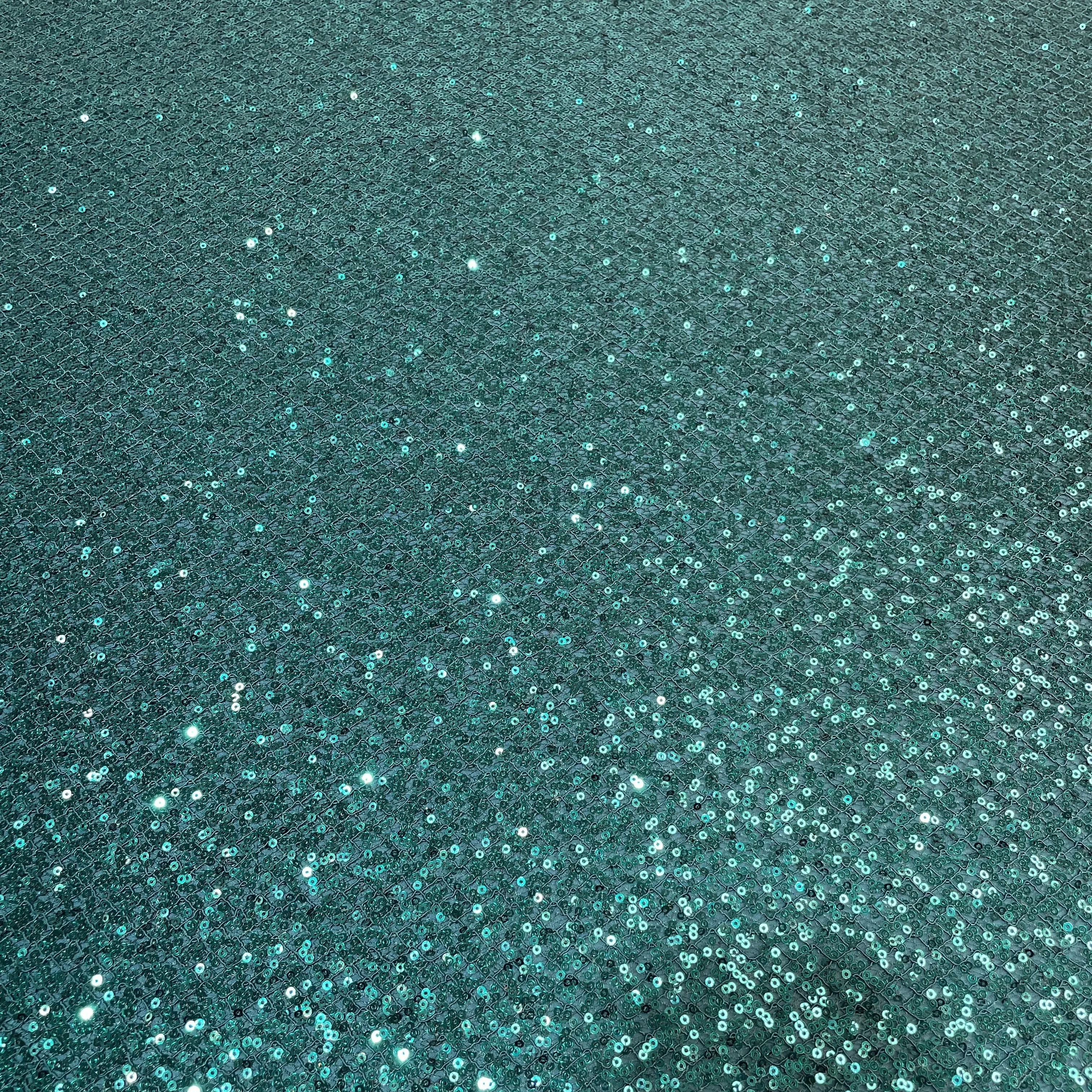 Exclusive Green Heavy Sequins Embroidery Power Net Fabric
