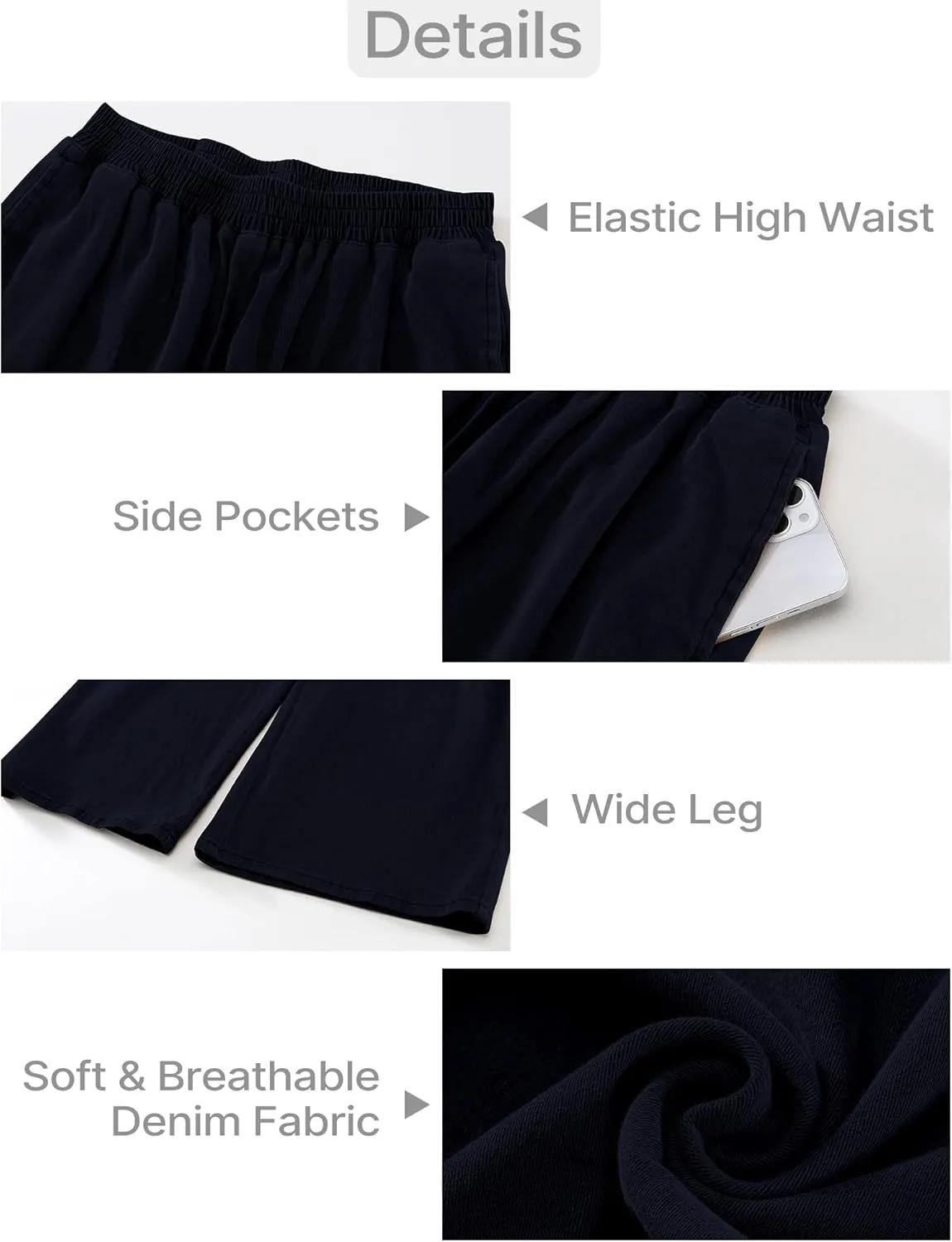 GRAPENT Wide Leg Pants Woman Pull On High Waisted Baggy Straight Leg Colored Jeans Stretch Twill Trouser Pants for Women
