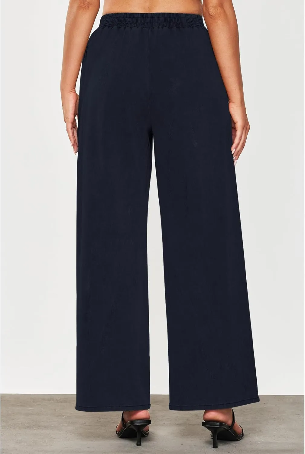 GRAPENT Wide Leg Pants Woman Pull On High Waisted Baggy Straight Leg Colored Jeans Stretch Twill Trouser Pants for Women