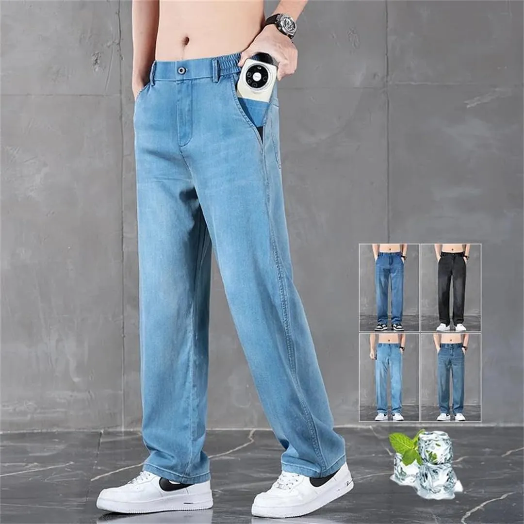 Men's Jeans Business Classic Straight Denim Trousers Stretch Comfortable Loose Jean Pants