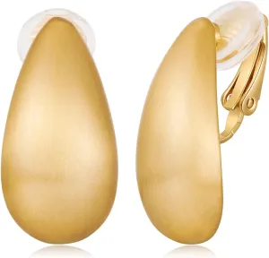 MUYAN Dainty Chunky Clip On Earrings for Women Multiple Styles Gold Silver Retro Clip Earrings