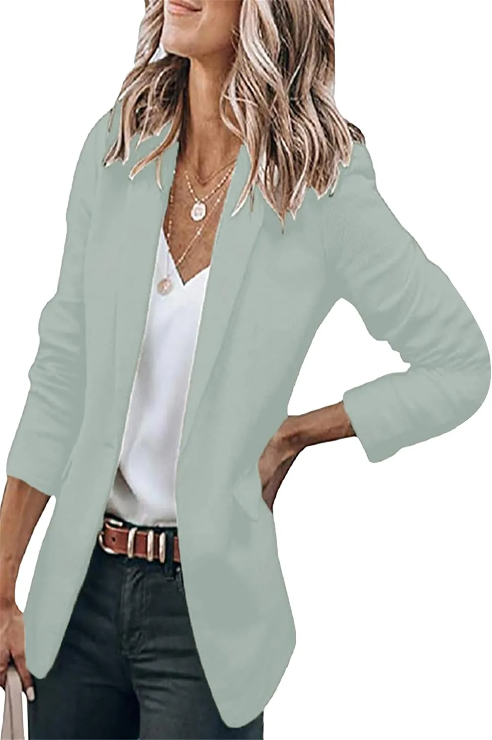 OMZIN Women's Business Stylish Modern Blazer Tailored Affordable Cardigan Vibrant Dressy Jackets