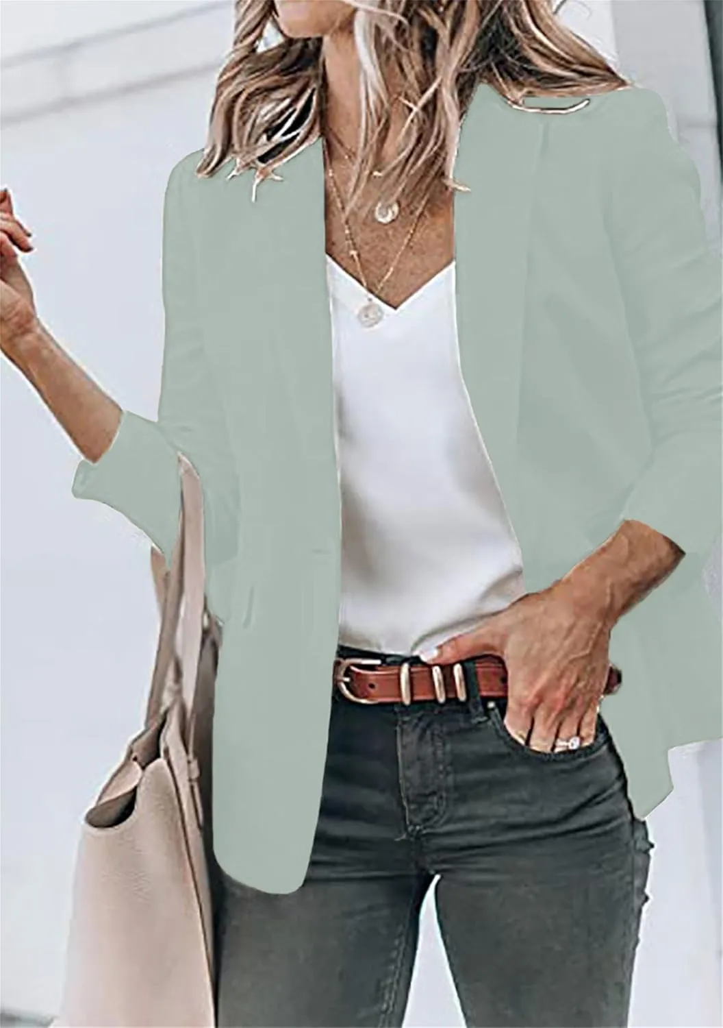 OMZIN Women's Business Stylish Modern Blazer Tailored Affordable Cardigan Vibrant Dressy Jackets