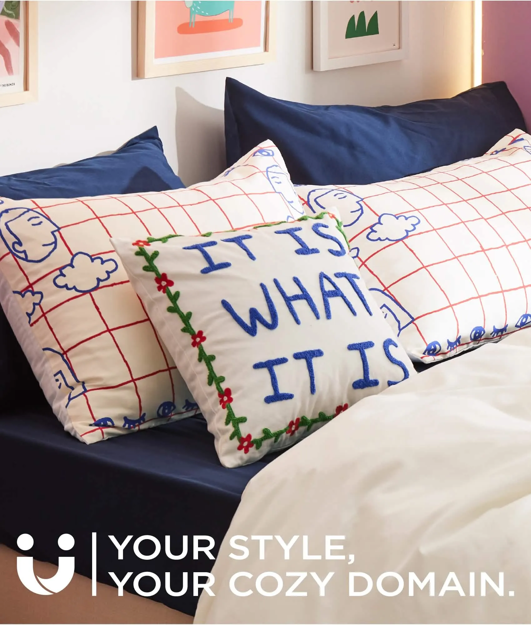 U by Bedsure 100% Cotton - Simplicity Throw Pillow Cover