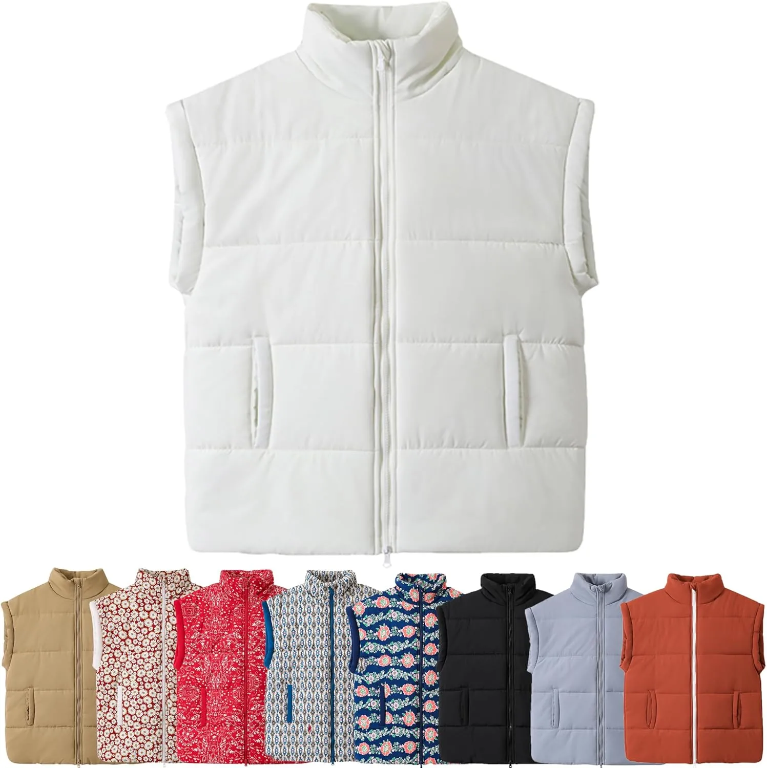 Women's Outerwear Vests Various Print Quilted Warm Cotton Loose Sleeveless Jacket