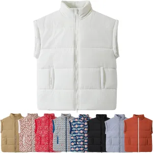 Women's Outerwear Vests Various Print Quilted Warm Cotton Loose Sleeveless Jacket